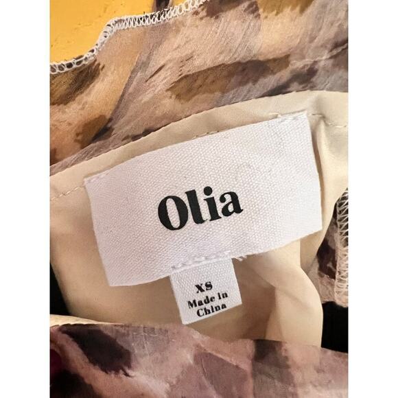 Olia Leopard Animal Print Sheer Ruffle V-Neck Blouse Size XS NWT - Picture 4 of 7